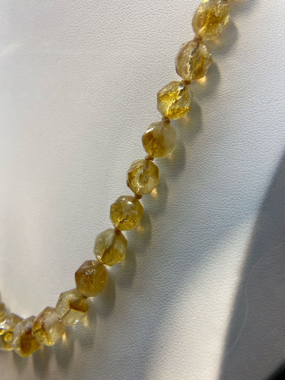 Natural Citrine faceted 10mm hand knotted 20 inch Aprilsplace necklace - Picture 5 of 8